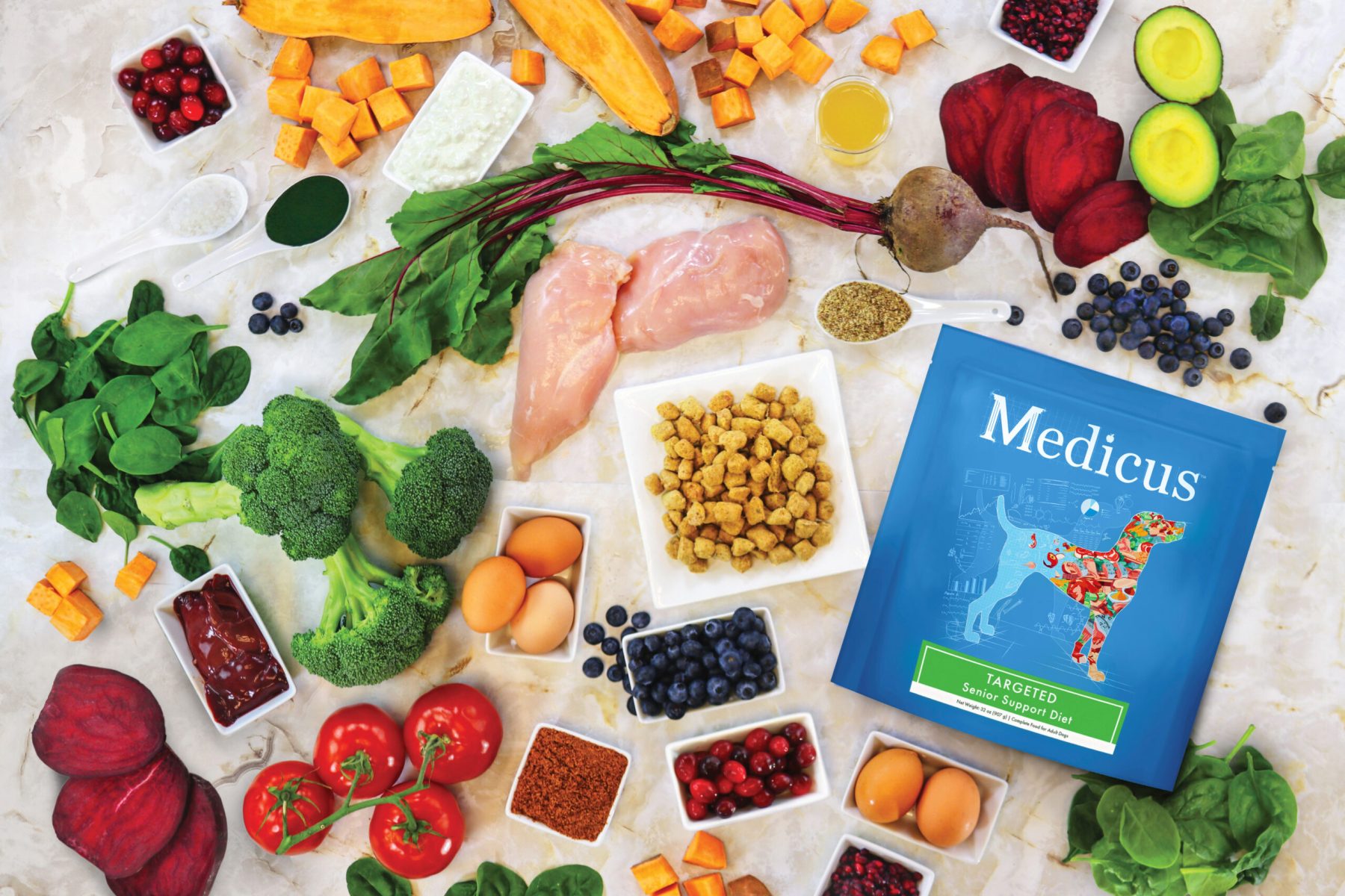 Medicus Ingredient Collage_DOG Senior