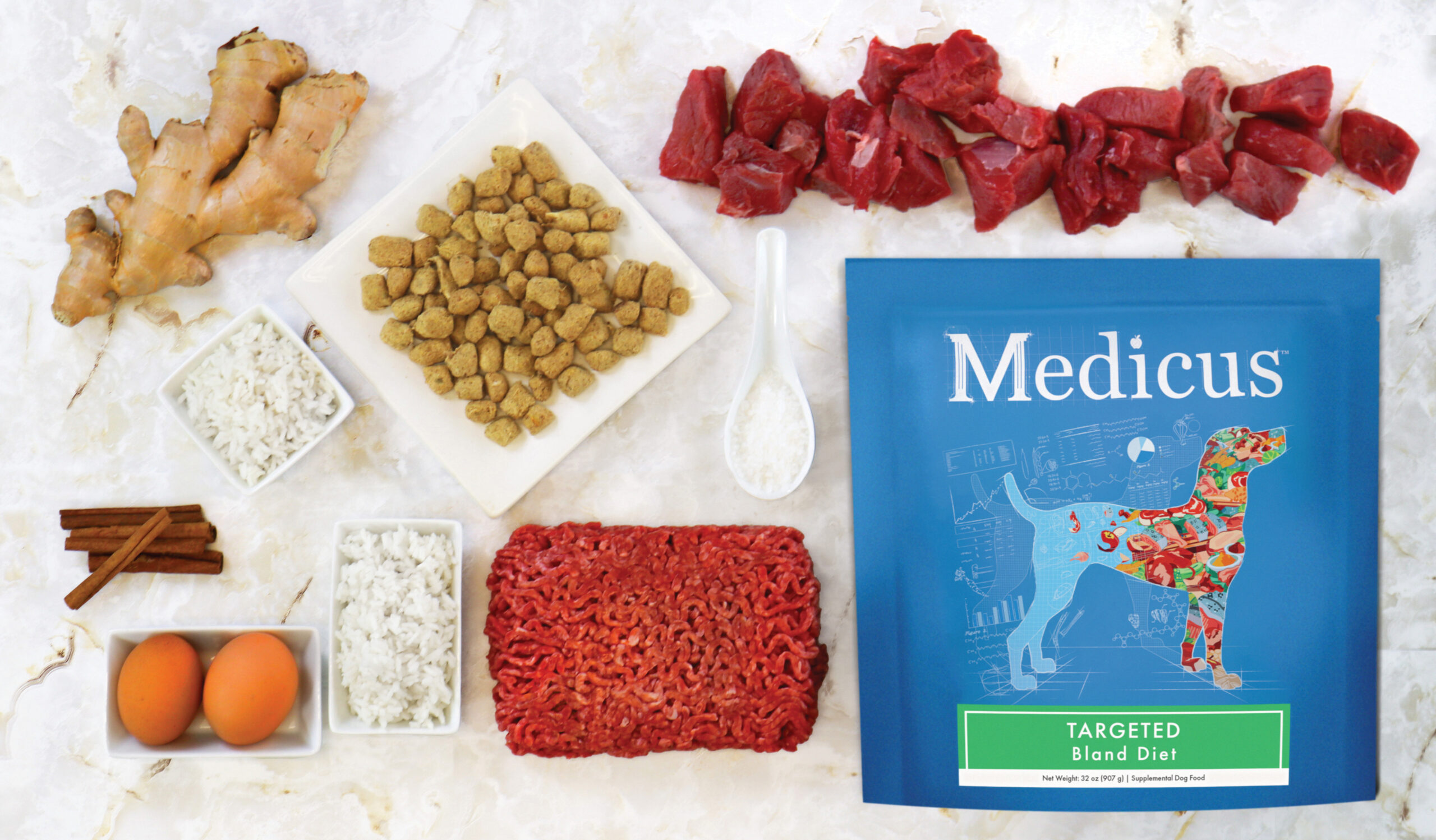 Medicus Ingredient Collage_DOG Bland